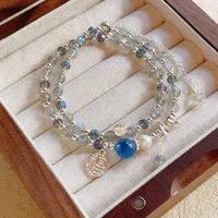 Bracelet double couche en argent avec perles de labradorite naturelle, pierre de lune, spectrolite, agate bleue en forme de cœur, cristal porte-bonheur pour la fortune et la bénédiction 1