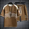 Summer Casual Mens Set Short Sleeve Print Tshirt + Shorts Fashion 2 Piece Sets Streetwear Mens Sports Suit Harajuku Tracksuit 4