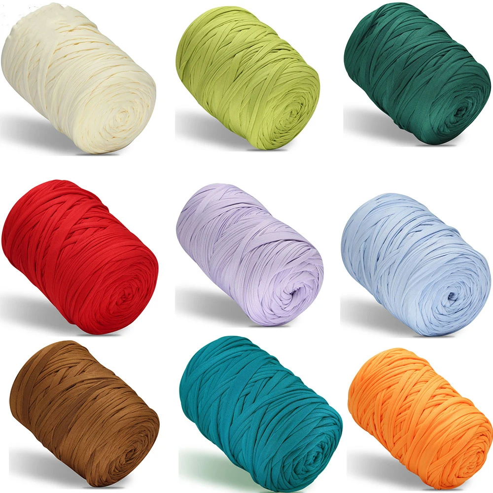 

130Yards T-Shirt Yarn Knitting Yarn Fabric Crochet Cloth Solid Color Tshirt Yarn for Crocheting Beginners DIY Hand Craft