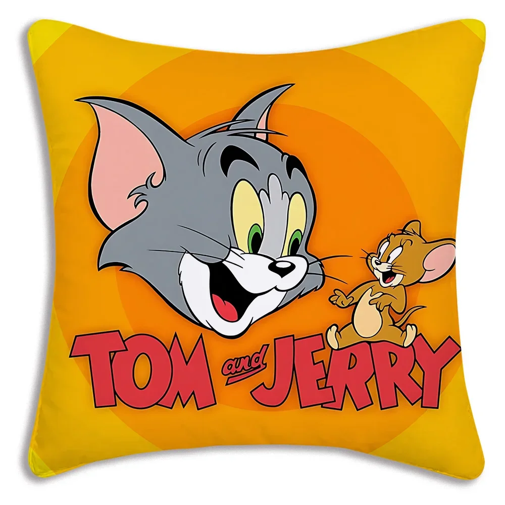 NEW Tom And Jerry Angry Cute Pillow Covers Cartoon Sofa Decorative Home Double-sided Printing Short Plush Cute Cushion Cover