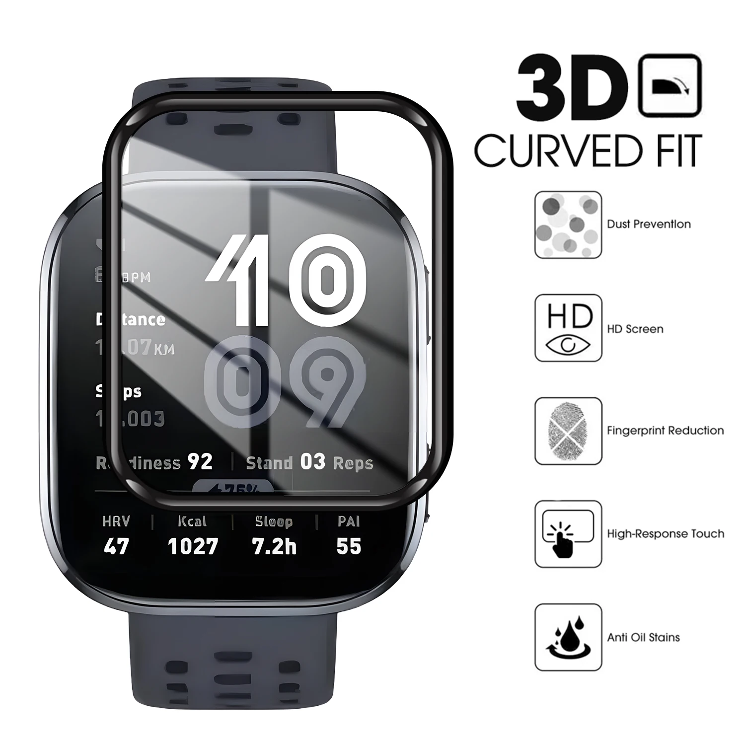 1-5 Stück Schutzfolie für Huami Amazfit Bip 6 Displayschutzfolie, kratzfeste 3D-gebogene Folien für Amazfit Bip 6, nicht aus Glas – Detail 2