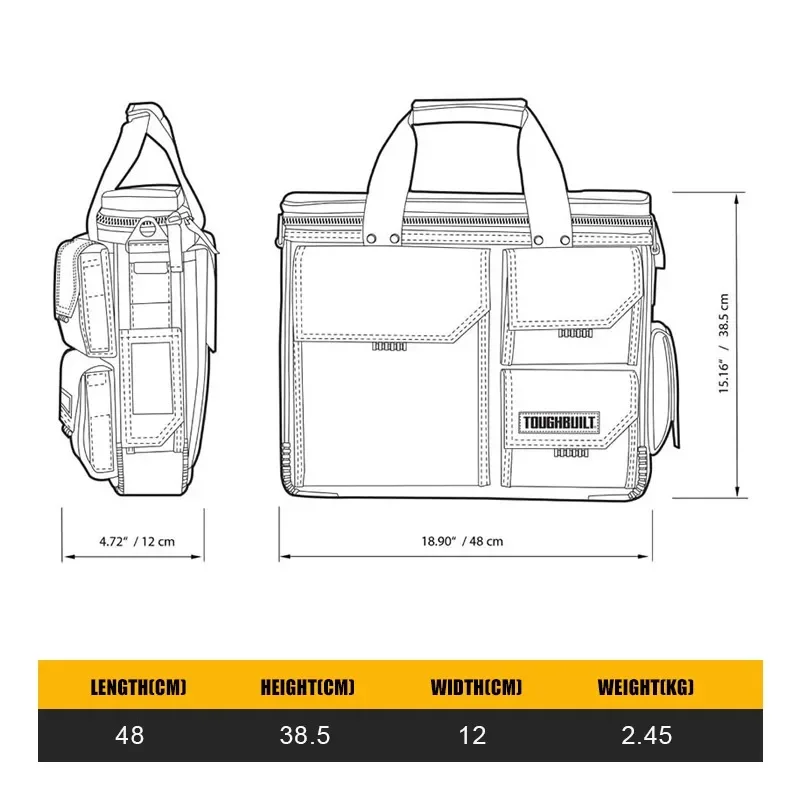 ToughBuilt TB-EL-1-M2 Quick Access Laptop Bag Shoulder Strap Medium Tools TOUGHBUILT Packaging Bag 2