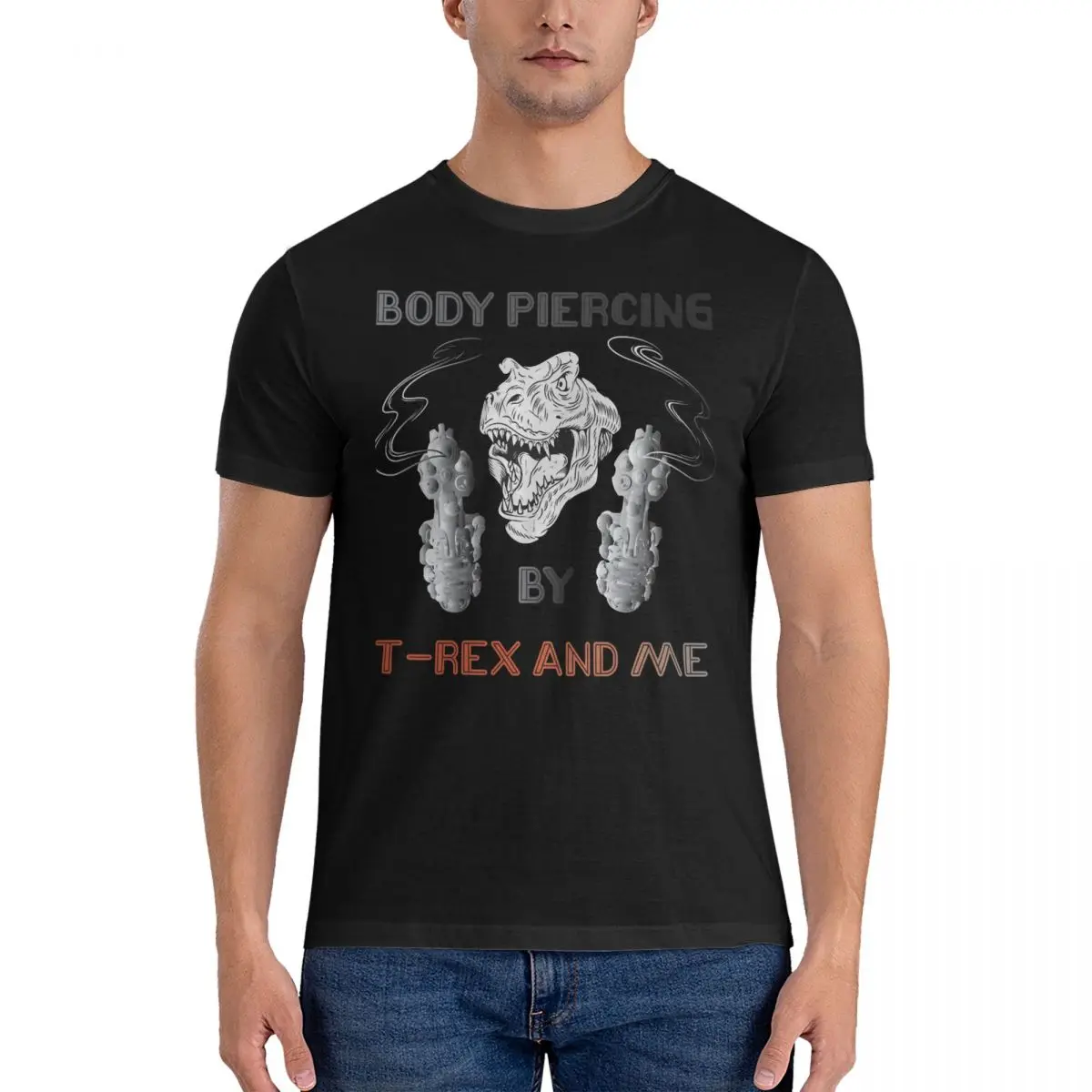 Divertente Body Piercing Di T-Rex And Me T-Shirt Per Uomo Girocollo 100% Cotone T Shirt Smith Cool Wesson Maglietta A Maniche Corte
