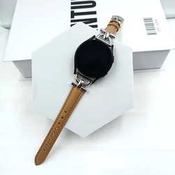 Stylish Metal & Leather Hybrid Watch Strap - 20/22mm Replacement Strap for 22mm (Khaki)