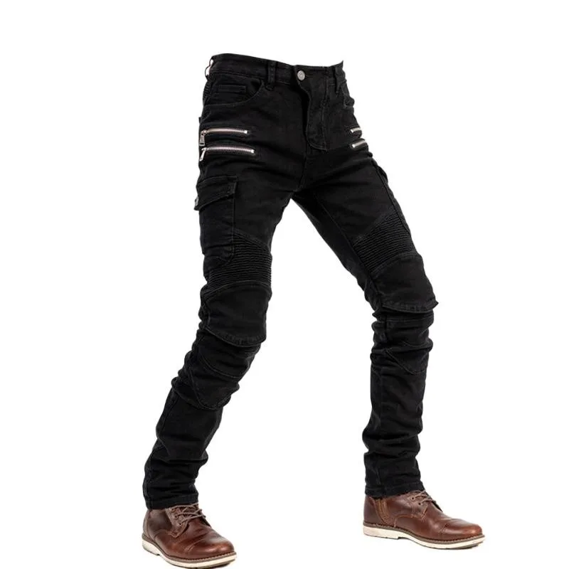 Casual Men's Cycling Motorcycle Full Black All-Season Ball Sports Storage Cotton Casual Bicycle Pants