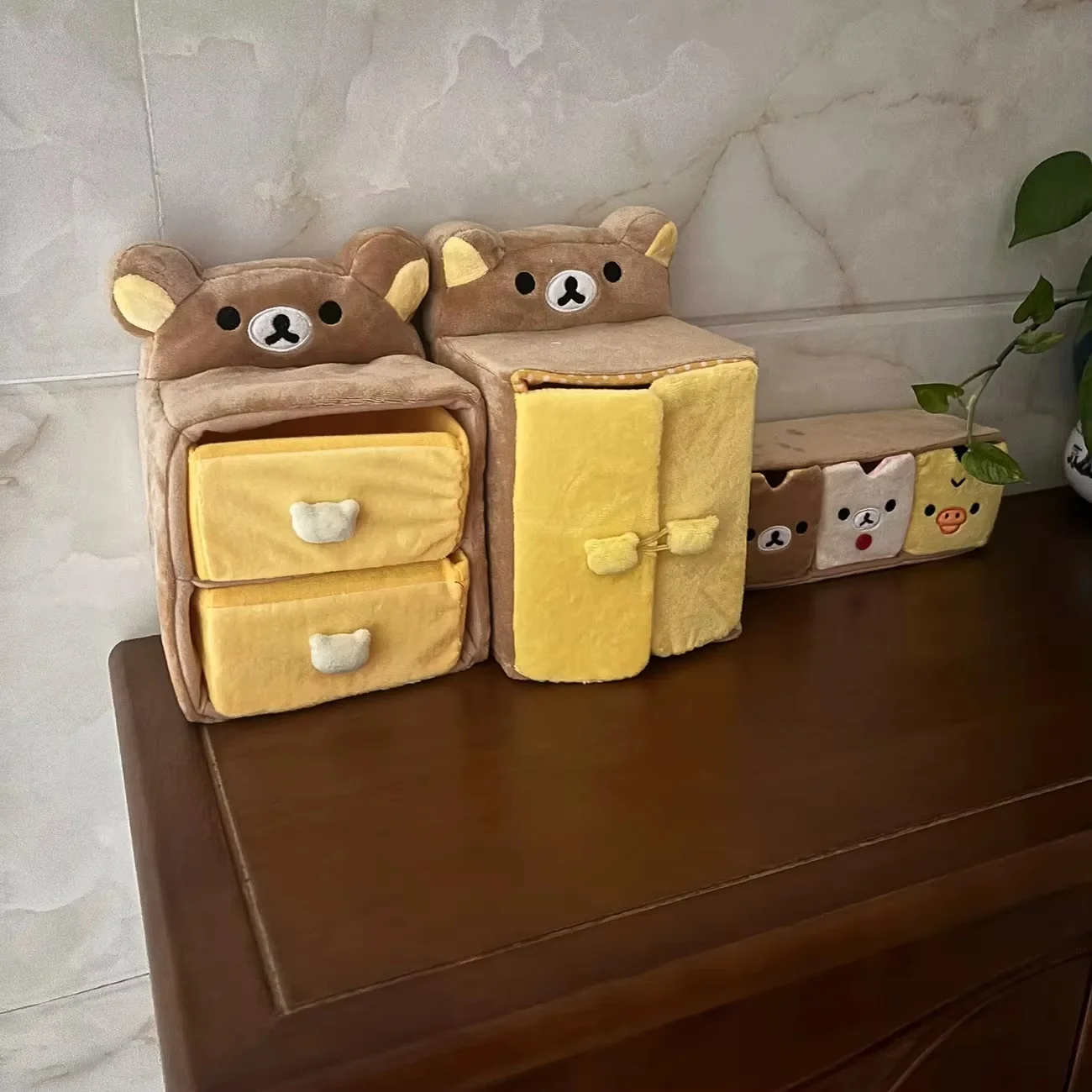 Kawaii Cartoon Relaxed Bear Wardrobe/Drawer/Compartment Box Rilakkuma Fun Stationery Ornaments Desktop Storage Girlfriend Gift desktop storage box stationery storage box desktop storage kit storage drawer boxes