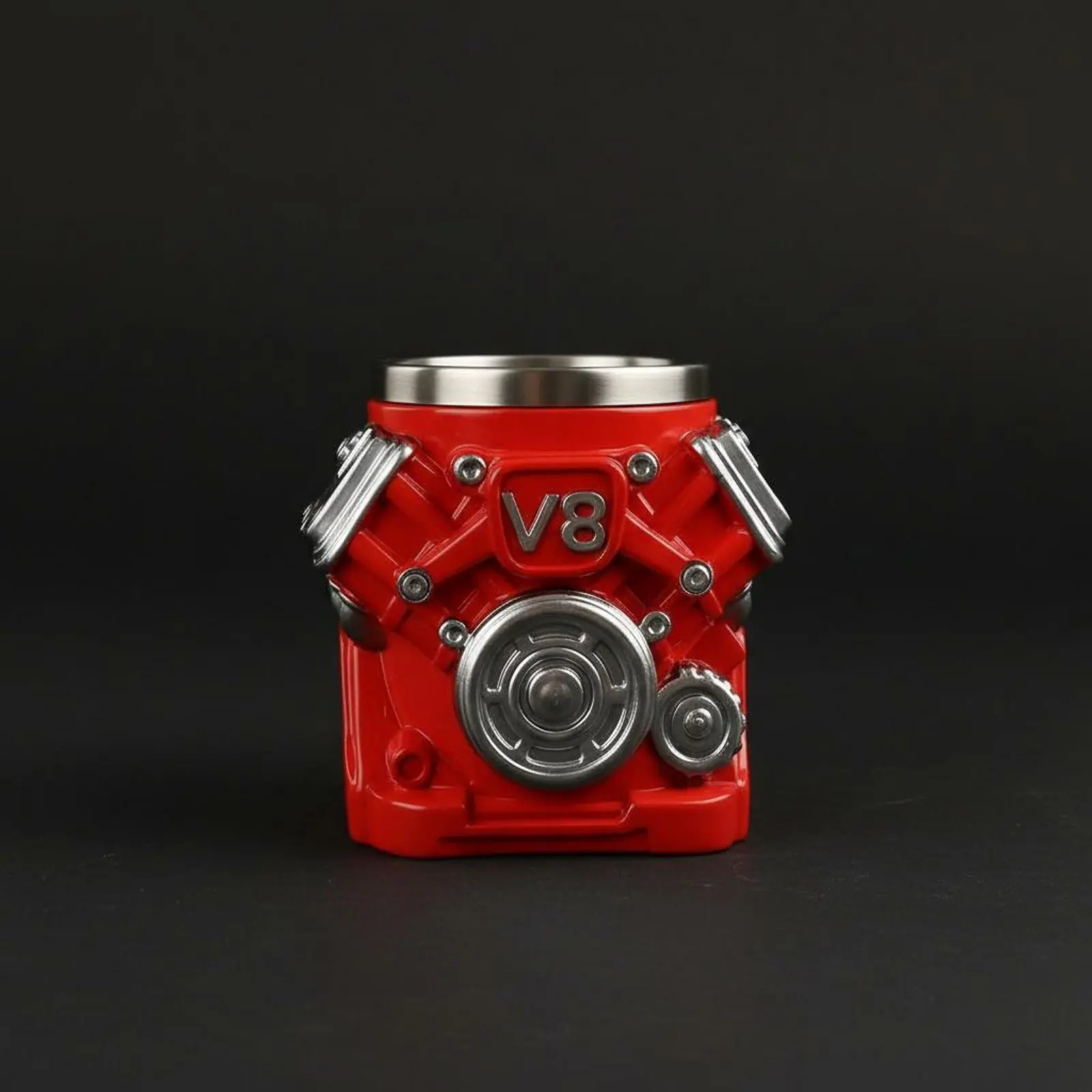 V8 엔진 머그컵 독특한 선물 아이디어 자동차 엔진 커피 머그 레진 및 스테인리스 스틸 머그 참신한 음료 용기 아빠, 사무실 선물용