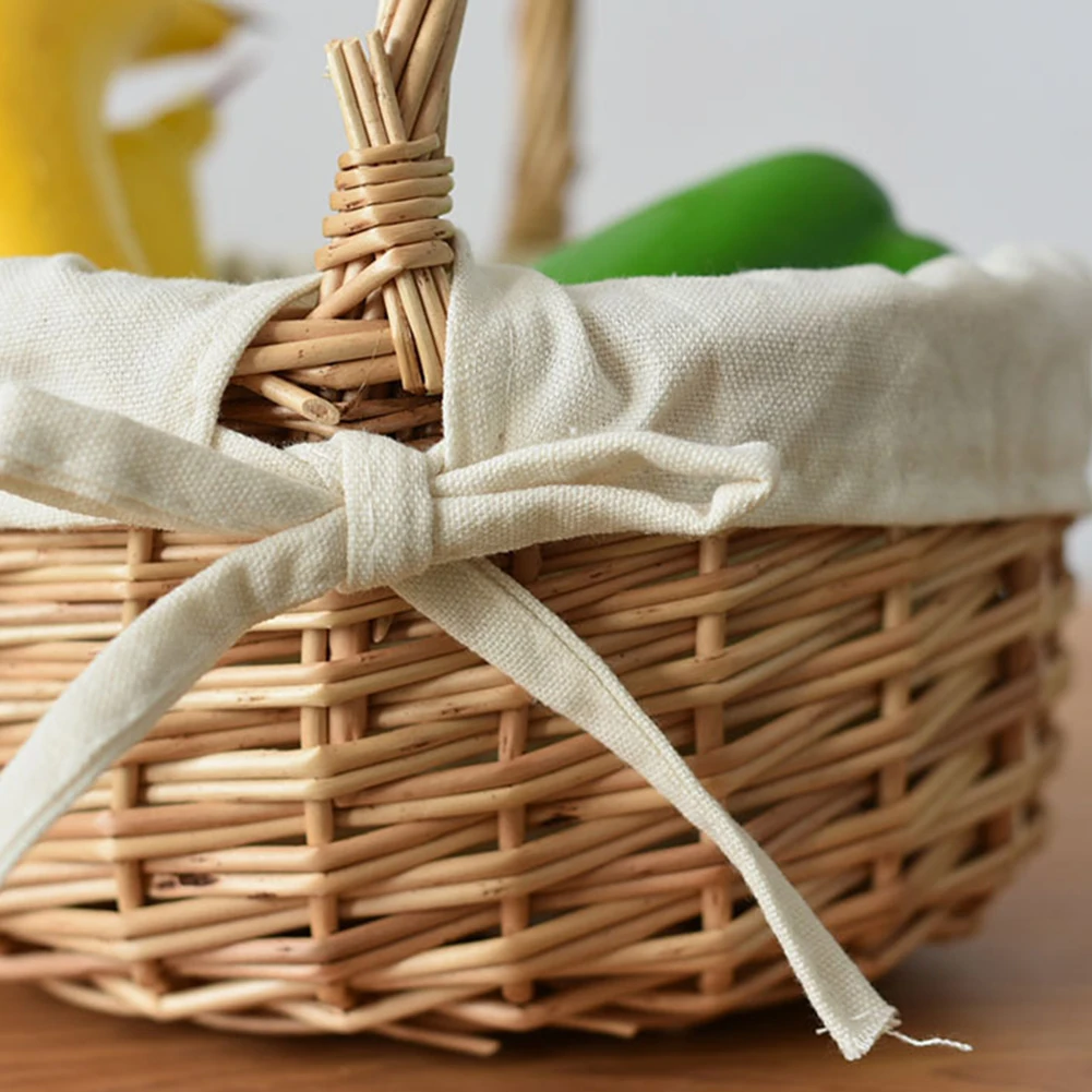 Wicker Picnic Basket with Handle Storage Basket Picnic Hamper for Picnics Camping