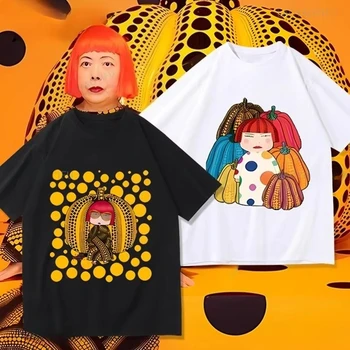 Yayoi Kusama T-shirt Japanese Artist Pop Art Polka Dot Pumpkin Infinity Mirrors  Crewneck Casual Streetwear Y2k Tees 1