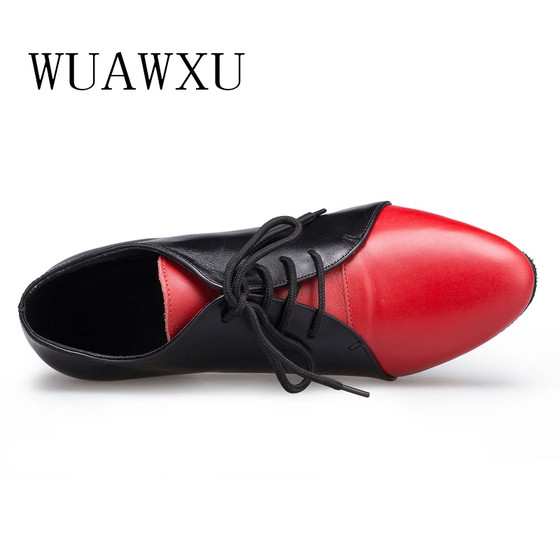 NATASHA black Latin dance shoes Women's low heel professional dance shoes Leather modern dance shoes Red
