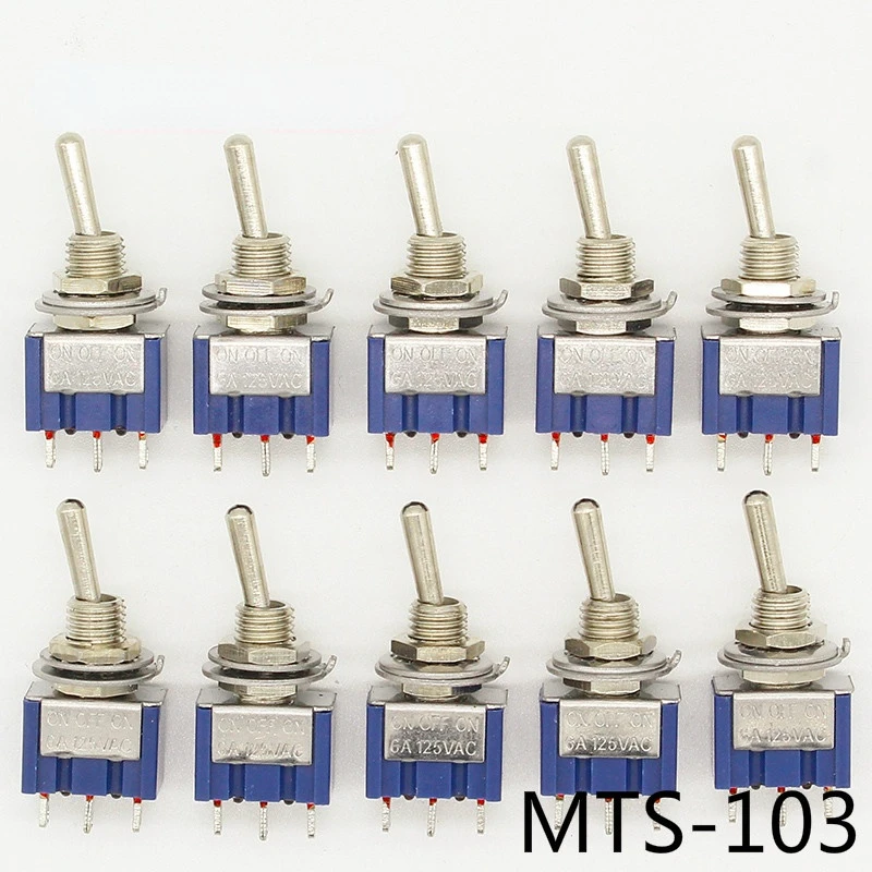 10pcs On-off-on 3 Pin 3 Position Mini Latching Toggle Switch Ac 125v/6a ...