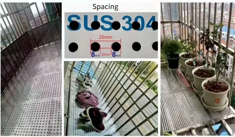 304 Edelstahl Einbruchschutz-Fensterkissen Balkon-Sicherheitsnetz Fensterbank-Schutz Auslaufsicheres Netz Veranda-Sicherheitsgitter Perforierte Platte – Detail 4