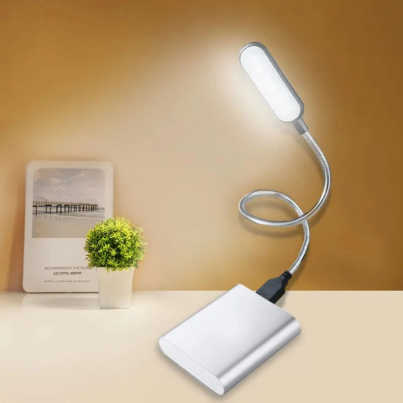 Two Colors Mini Portable USB LED Book Light Flexible Reading Table Lamp 6pcs Leds USB Lamp for Laptop Notebook PC Computer led light book light mini led light