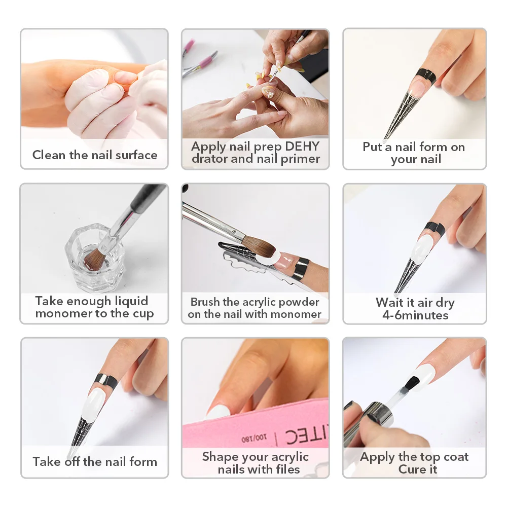 Aokitec 1OZ/2OZ Acrylic Powder French Nail Art Starter Design for Nail Carving Extension Adhesive Decoration Manicure Salon 2