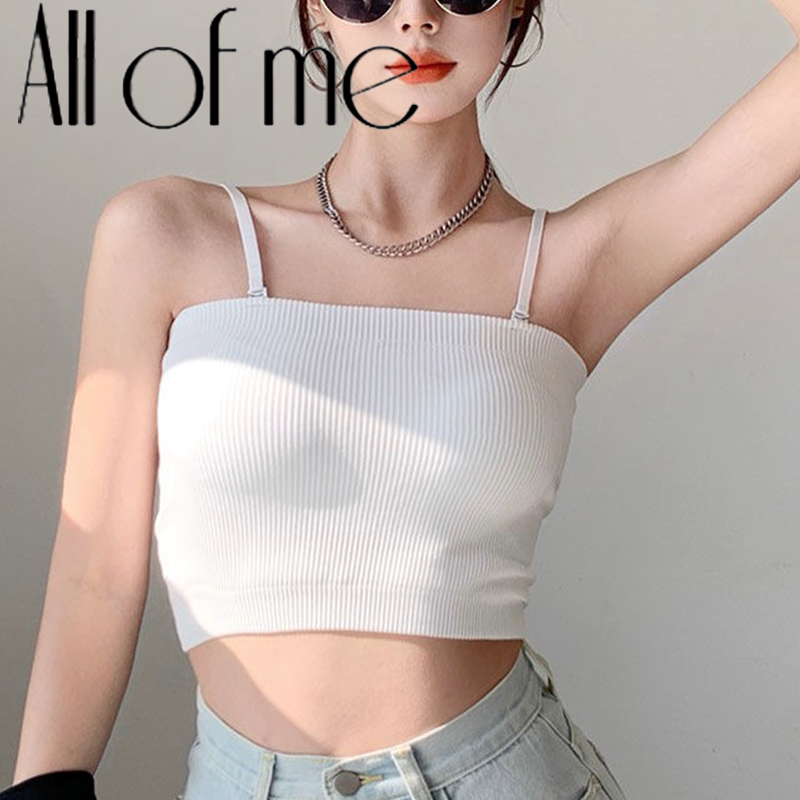 Tanks Women Summer Solid Simple Streetwear Females Camis Sexy Basic Gentle Detachable Strap Hot Girls Crop Tops Knitted Fashion