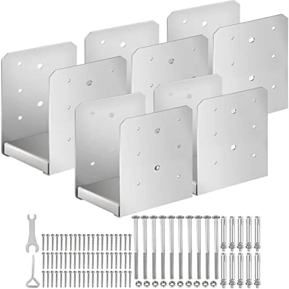 Adjustable 6"x6" Stainless Steel Post Base 5Pcs Inner Size 5.71 x 5.2" Sturdy and Rust-Proof Fits Wood Post Easy Installation