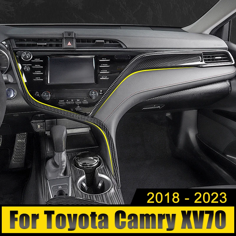 

Car Accessories For Toyota Camry 70 XV70 2018-2021 2022 2023 ABS Interior Central Control Dashboard Trim Strip Carbon Stickers