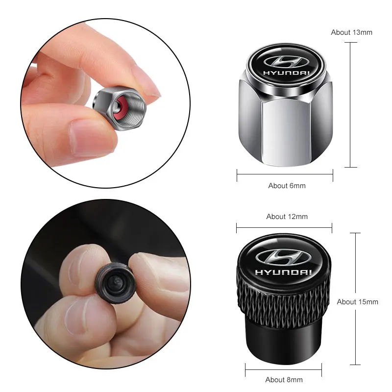 현대 I40 I30 ix35 소나타 투싼 싼타페 엘란트라 아제라 4개 자동차 스타일링 자동차 휠 타이어 밸브 캡 스템 커버 액세서리