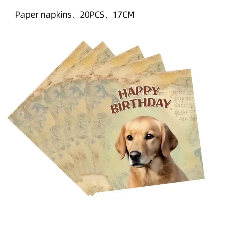 20pcs/Pac 33*33cm 2-Ply Vintage pet dog and cat birthday party decoration supplies wine glass flower paper disposable placemats