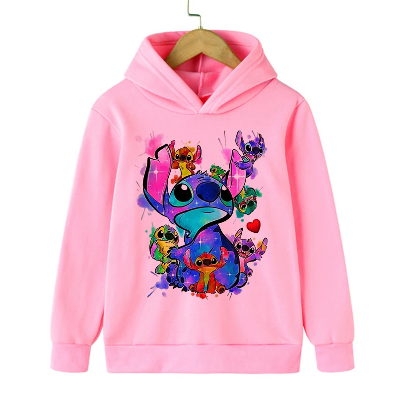 Y2k Kawaii Christmas Disney Stitch Hoodie Children Cartoon Clothes Kid Girl Boy Lilo and Stitch Sweatshirt Hoody Baby Casual Top 4