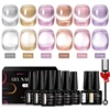 MEET ACROSS 8Pcs/Set Magic Cat Magnetic Gel Polish With Magnetic Stick Sea Blue Nail Art Gel Varnish Manicure Set For Nails 4