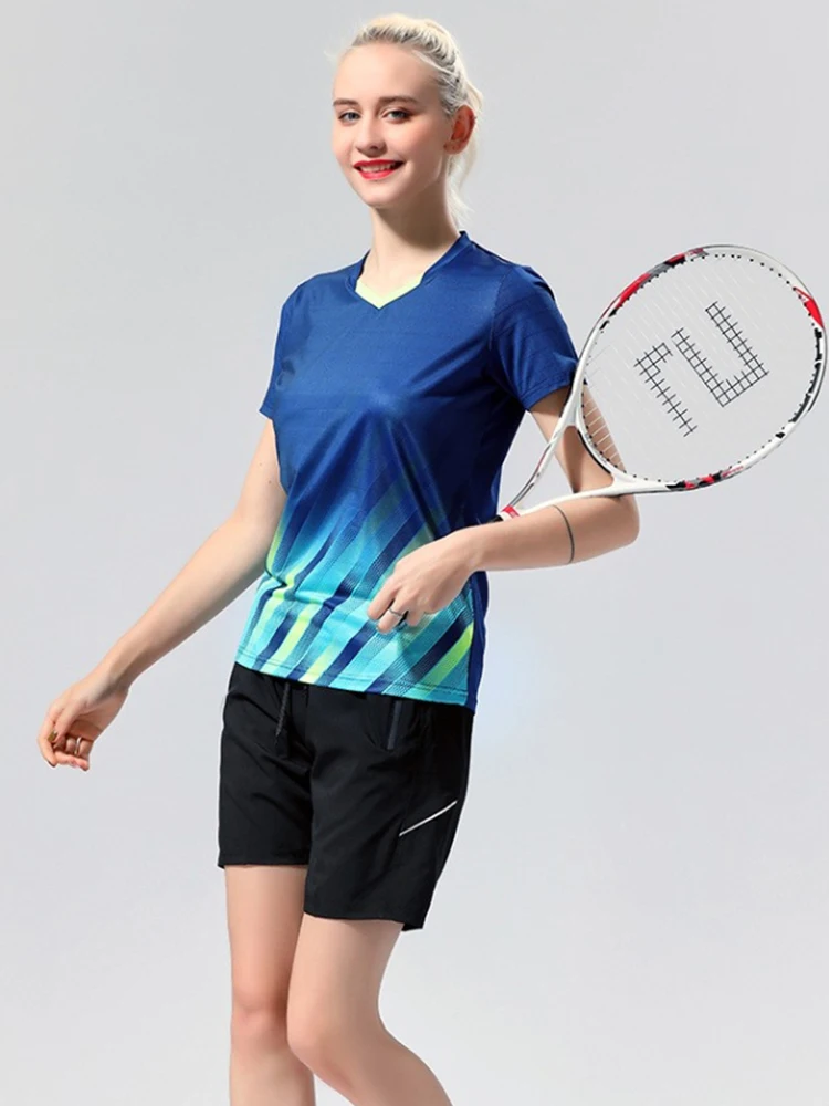 Short Sleeve Badminton T-Shirt Women Tennis Tops Quick Drying Sports Tops Couples Sports Tees Children Badminton Clothing
