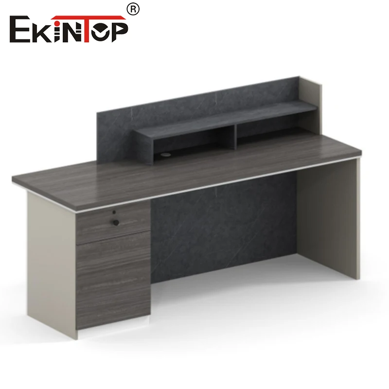 Ekintop Modern White Reception Counter Desk Front Desk Furniture for Beauty Salon Hotel Hospital or Mall Made of Wood