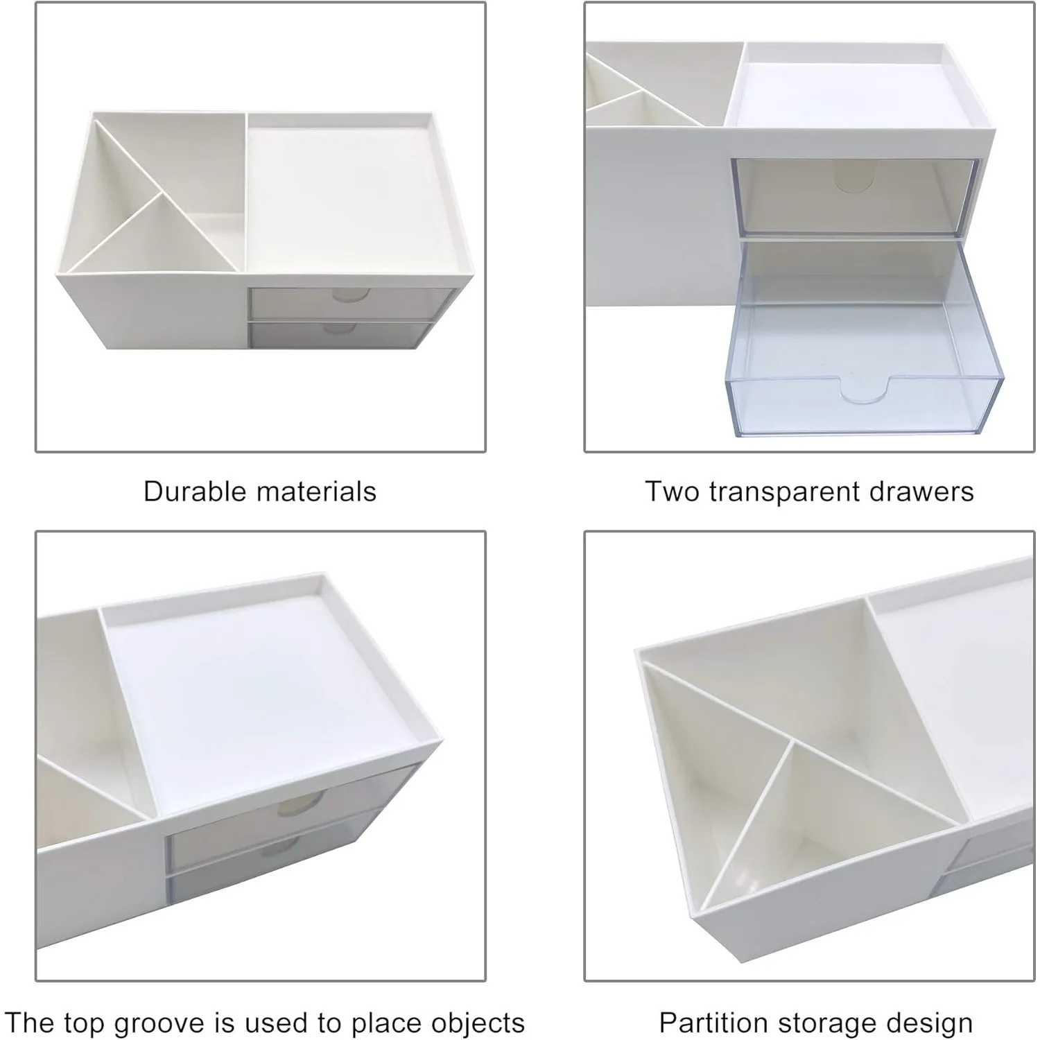 1 Piece Pen Holder 2 Drawers Multifunctional Pen Holder Desktop Storage Box for Desk Office Supplies Dresser Desktop Organizer