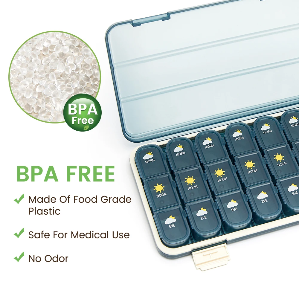 Large Capacity Weekly Pill Box Medicine Dispenser Pill Case Compartment Vitamin Tablet Organizer Storage Box 7 Days Pastillero