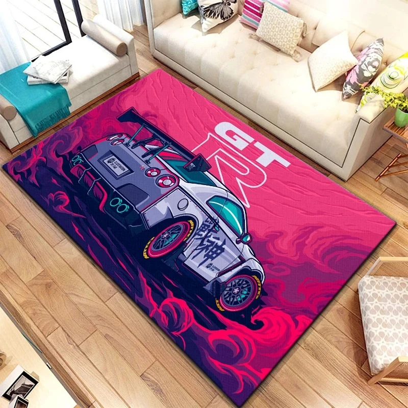 Cool Racing Car Pattern Non-Slip Area Rug