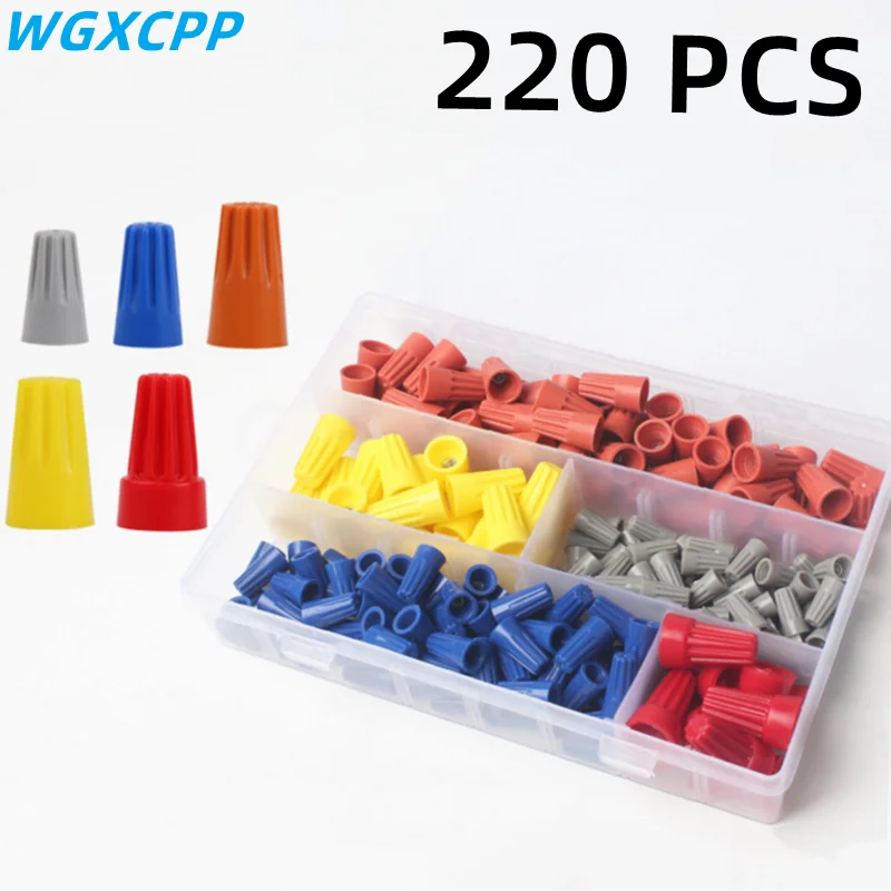 Conector Rápido Primavera Cap Conexão do Fio Insere Kit Isolados Elétrica Splice Fio Giratório Terminais Crimp 40220 Pcs Box