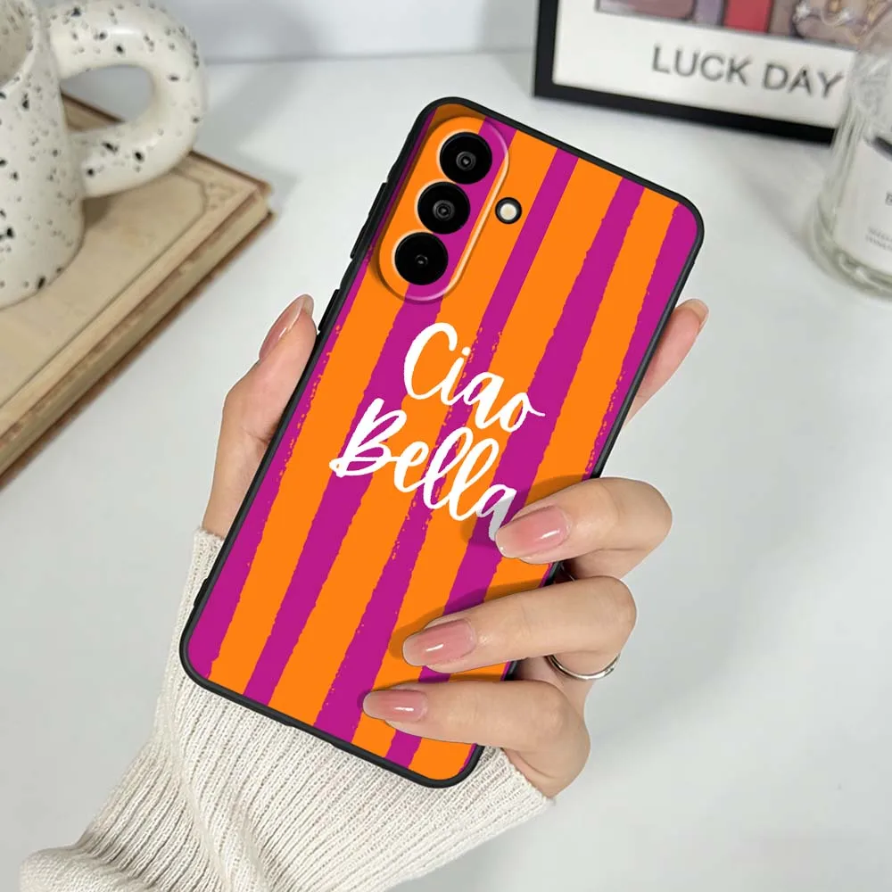 Orange Striped Minimalist Black Phone Case