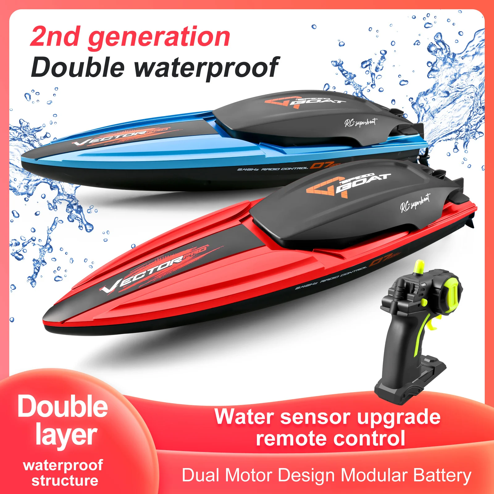 810 RC Boat High Speed 25km/h Remote Control Rowing 2.4G 4CH