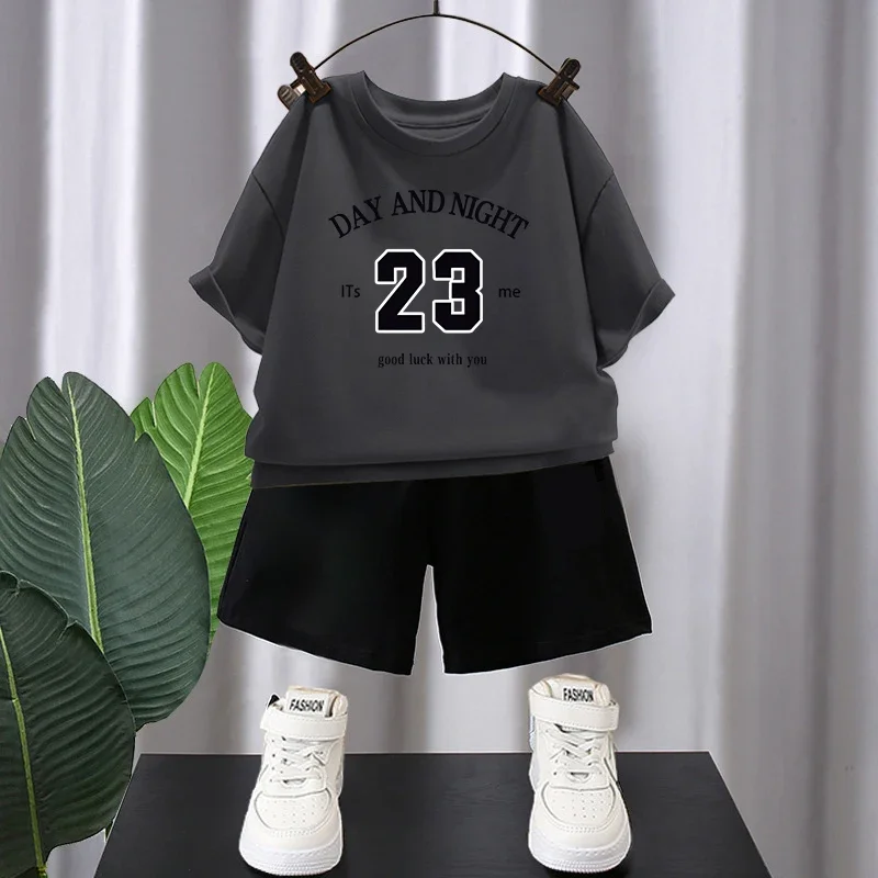 Children's Daily Travel T-shirt No.23 Printed Sports Top Cotton Breathable Boys and Girls T-shirt Children's Clothing 2025 New 6