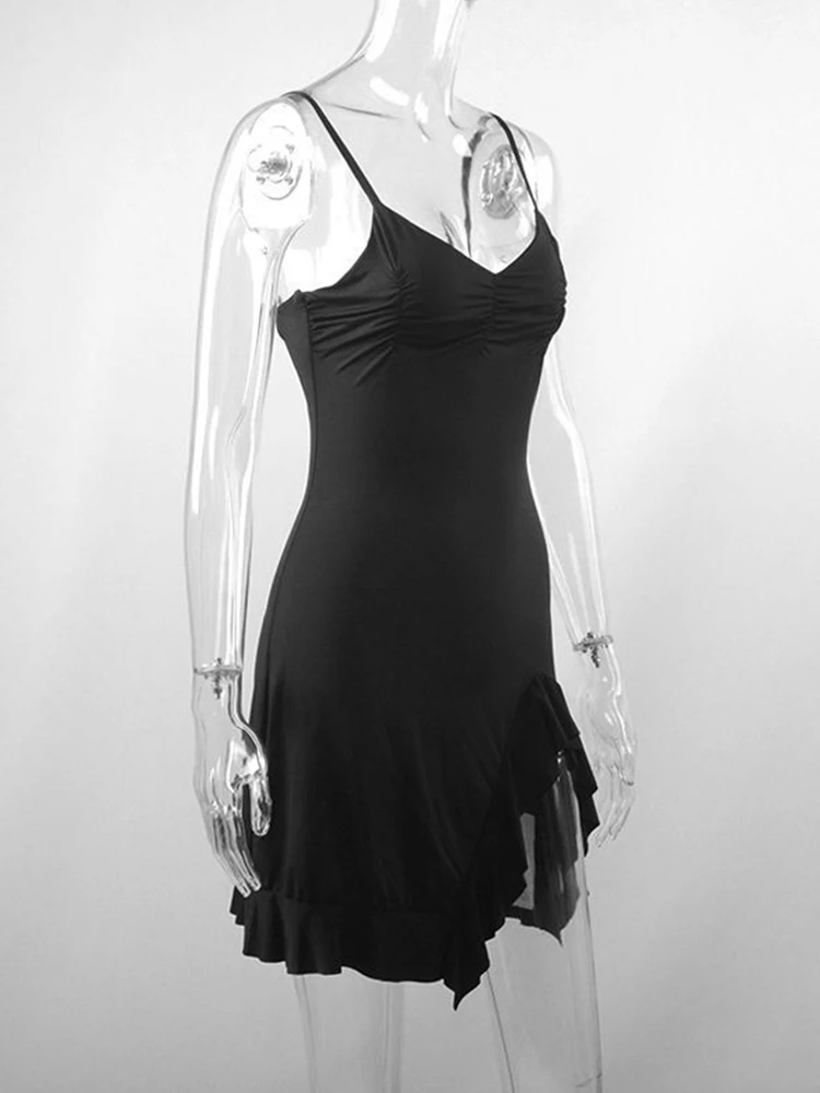 Sommerkleid für Damen, lässig, ärmellos, mit Trägern, rückenfrei, figurbetont, Falten, sexy Minikleid, modisch, Club, elegantes Partykleid, Muttertag – Detail 11