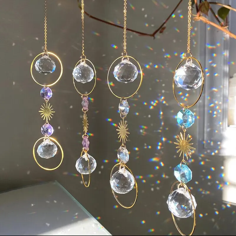 Crystal Hanging Decoration 1pc Artificial Crystal Wall Hanging Suitable For Weddings And Outdoors Sun Catcher Decorative Light And Shadow Wind Chime Pendant