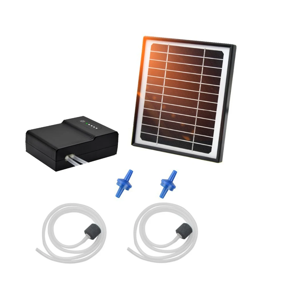 6V 5W Solar Fish Oxygen Pump Low Noise Air Pump Fish Tank Solar Powered Oxygen Pump 4500mAh Ensures Even Air Distribution 2