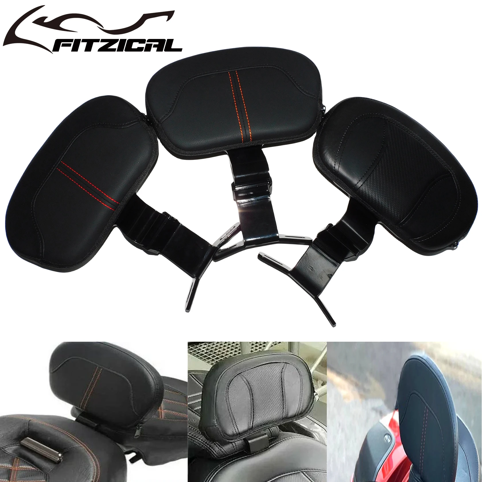 Motorcycle PU Leather Front Driver Rider Backrest Mounting Kit For ...