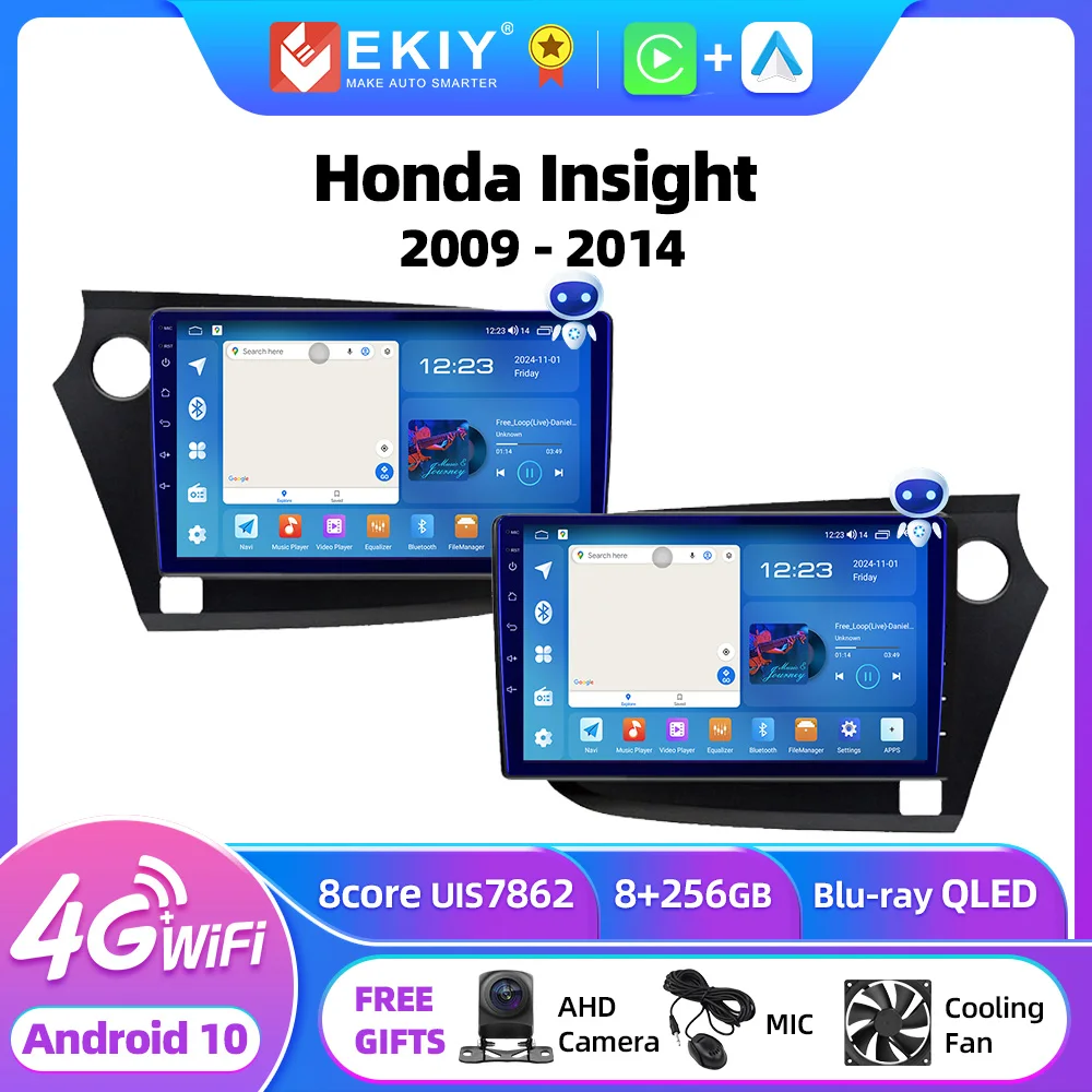 EKIY For HONDA INSIGHT 2009-2014 무선 CarPlay 안드로이드 자동 라디오 자동차 멀티미디어 비디오 플레이어 스테레오 GPS 네비게이션 2din DVD