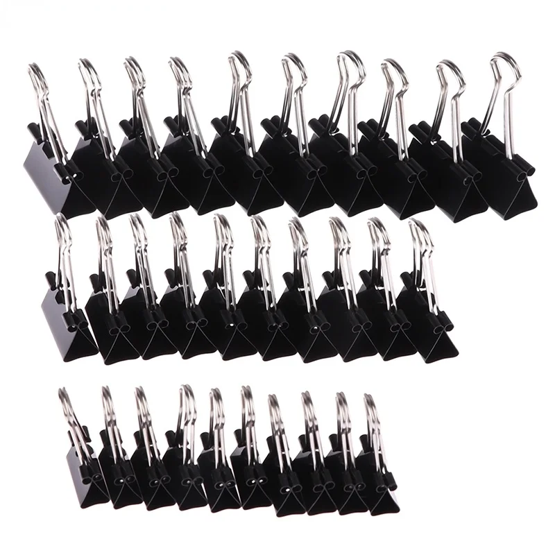 10pcs/lot Black Metal Binder Clips 19mm/ 25mm/ 32mm Notes Letter Paper Clip Office Supplies Binding Securing Clips 25pcs 19mm rose gold paper clips sizes with acrylic clip dispenser metal paper clips for office supplies metal binder clips set