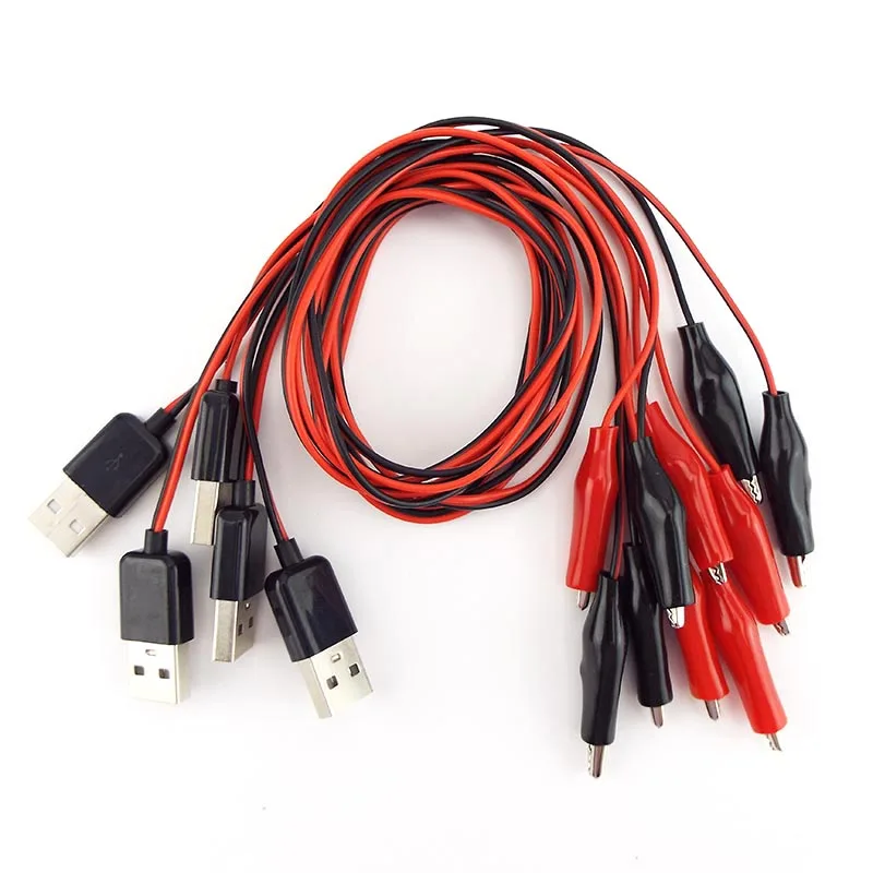 Alligator Clips 60cm Alligator Test Clips Clamp to USB Male Female Connector Cable