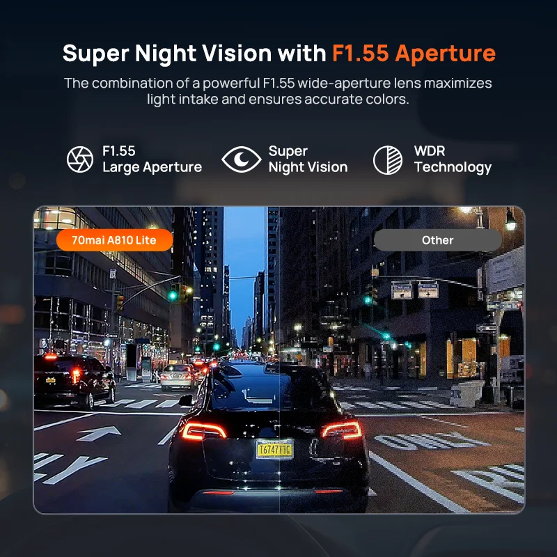 New 70mai Dash Cam 4K A810 Lite HDR Supercapacitor 4G Compatible Voice Control Wi-Fi 6 GPS Car DVR 70mai A810 Lite — view 3