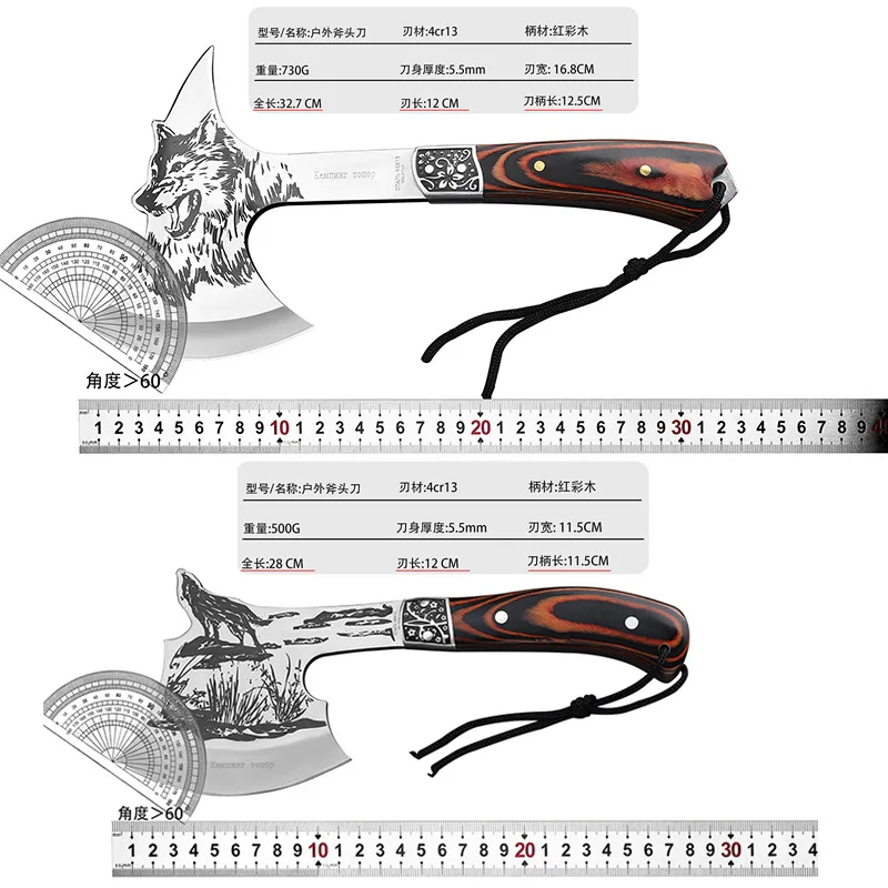 Outdoor stainless steel high hardness fire axe, household bone chopping axe, camping portable logging survival axe 4