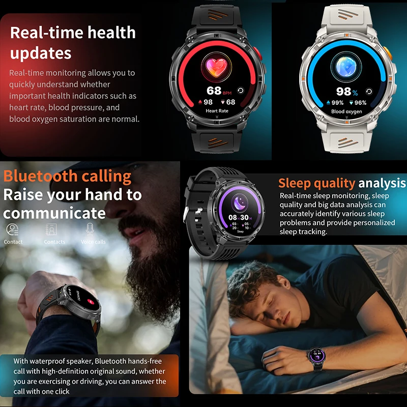 2026 New T-Rex 3 Ultra 1100mAh Smart Watch 5ATM Waterproof Outdoor Sports GPS Track Heart Rate Compass Bluetooth Call Smartwatch 6
