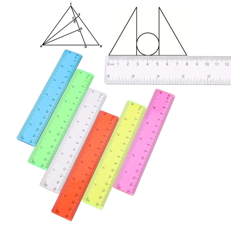 Ruler Set 8Pcs Metric Bulk Rulers With Inches and Centimeters Kids Plastic Ruler for School