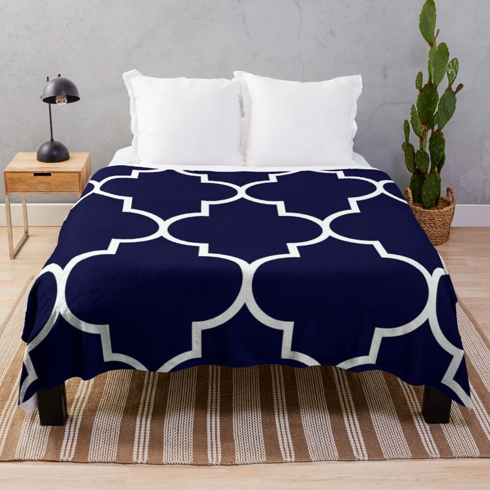 

Большой синий плед Quatrefoil, летнее одеяло