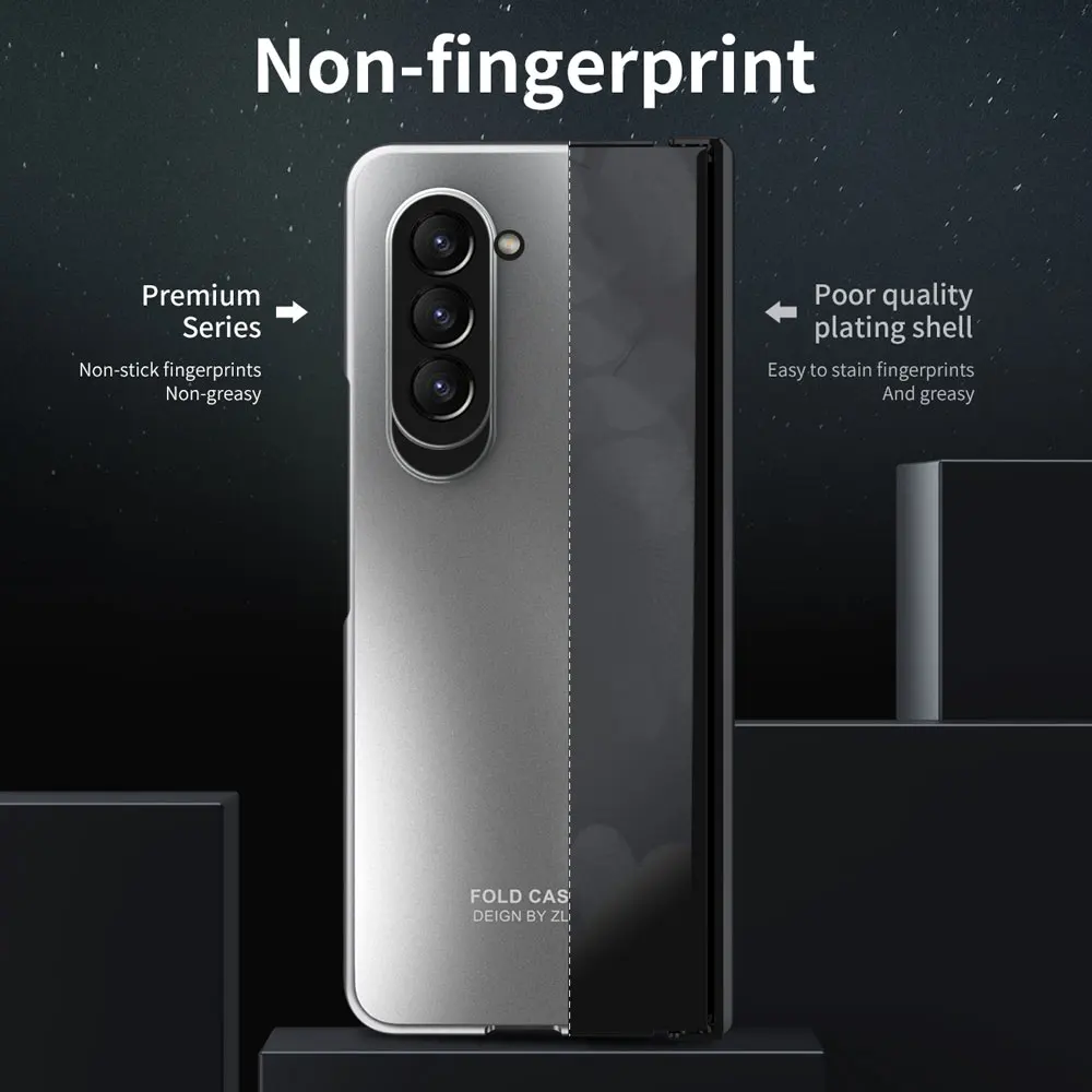 Fashion Electroplated Shell Film Integrated Phone Case For Samsung Galaxy Z Fold 5 Hinge Folding Shock-proof Protective Cover