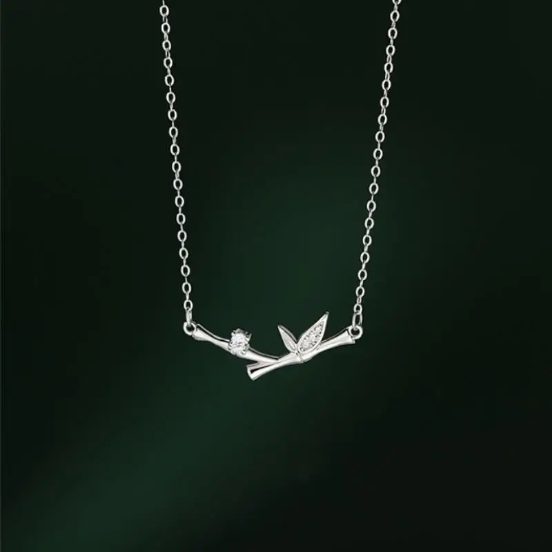 

PONYKISS 925 Silver Zircon Branch Pendant Choker Necklace for Women Classic Plant Fine Jewelry Minimalist Accessories