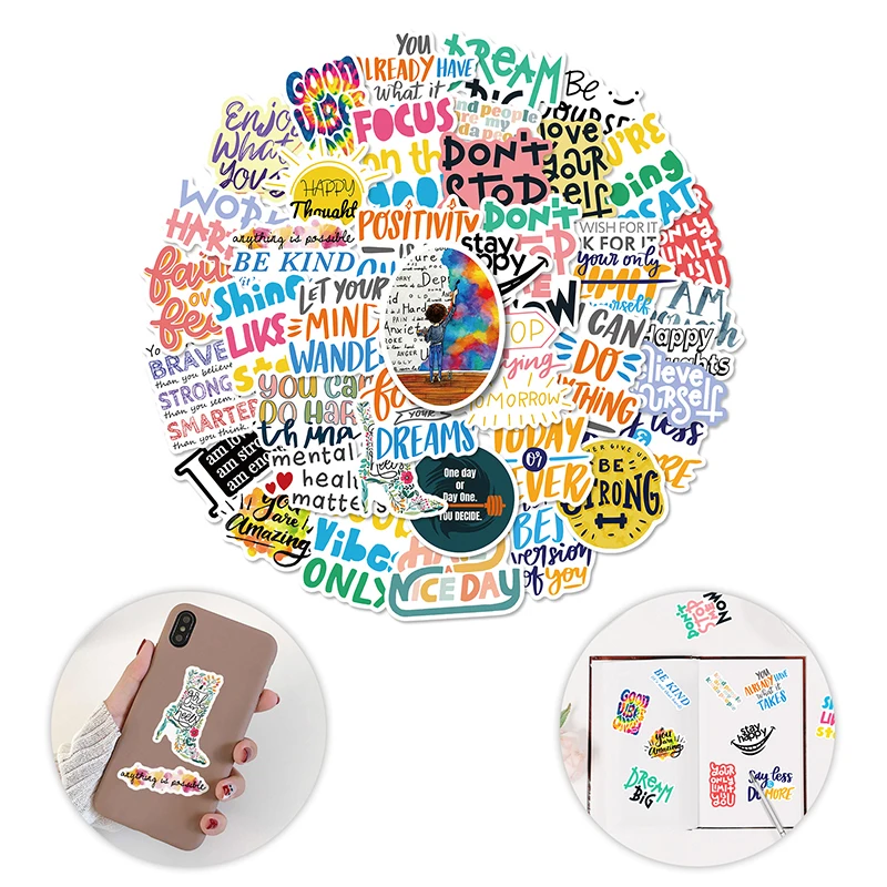 DIY 노트북 스크랩북 스티커 선물, 영감을 주는 문구, Life Quotes 데칼, 50 개