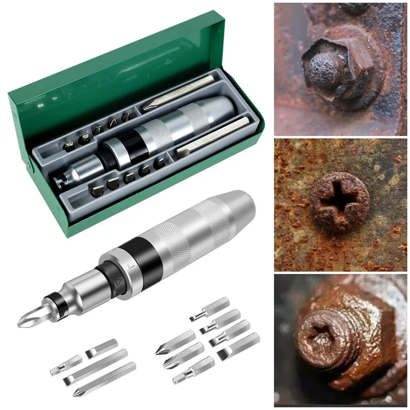 

Impact Screwdriver Set Multi-purpose Heavy Duty Shock Screw Driver Chisel Bits Tools Slotted & Phillips Screw Extractor Remover